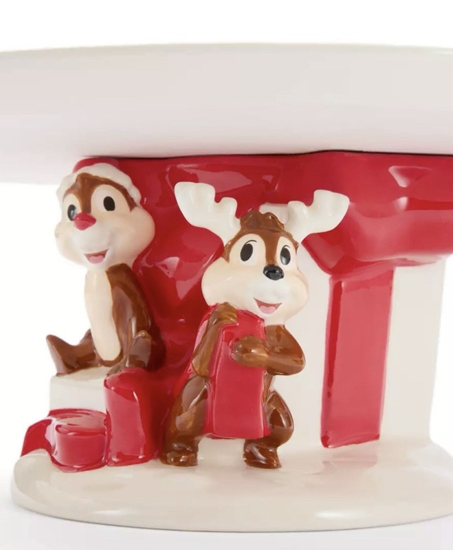 Disney Santa Chip 'n Dale Holiday Cake Stand Ceramic Sculpted NEW gallery