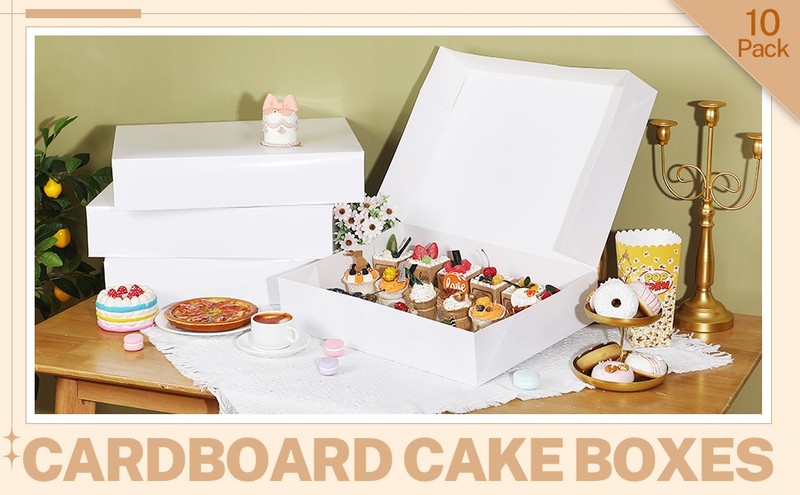 10 Pack 19 x 14 x 4 Inch Cake Box, Cardboard Cake Boxes, Large Rectangle Boxes, gallery