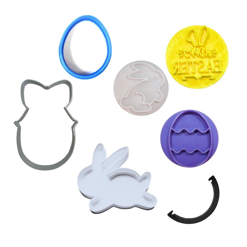 EASTER THEME SET OF 7 COOKIE STAMPS AND COOKIE CUTTERS MADE IN USA PR9059