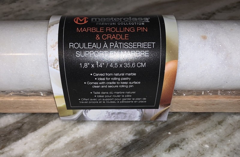 Masterclass White & Gray Marble Rolling Pin & Cradle 14” Premium Collection NEW gallery