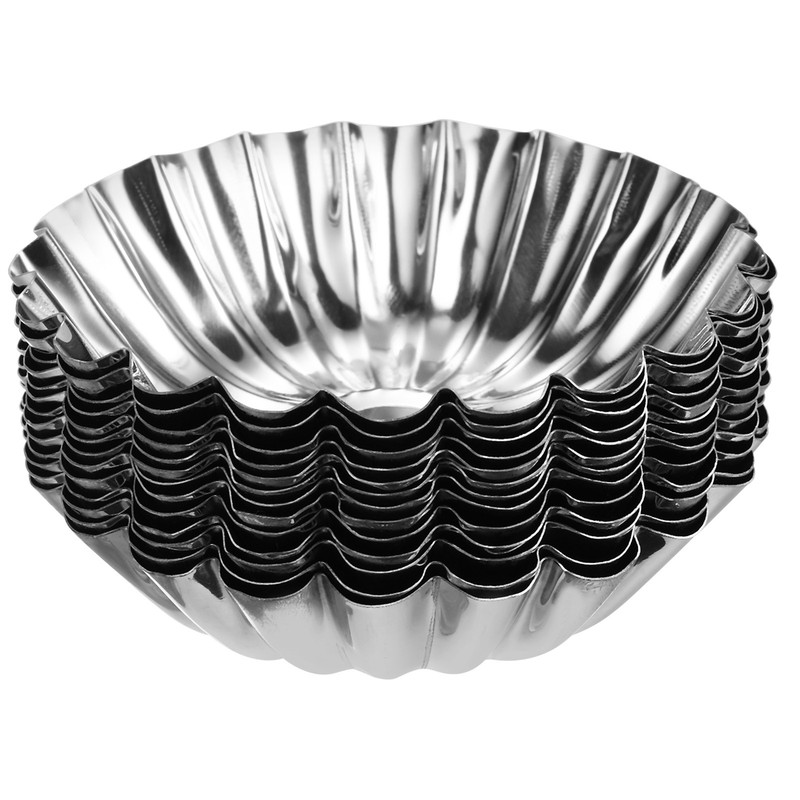 30pcs Cupcake Mold, Stainless Steel Mini Cupcake Cake Pans 3.1 x0.8inch