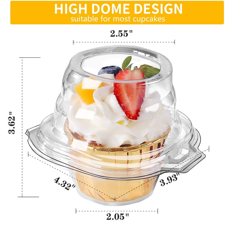 Foodiejoy 180 Packs Individual Cupcake Containers Stackable 180 counts, Clear gallery