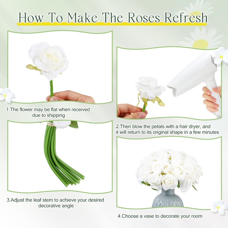 Jexine 120 Pcs Artificial Silk Rose Flowers Wedding Bouquet Bulk Fake Realistic gallery