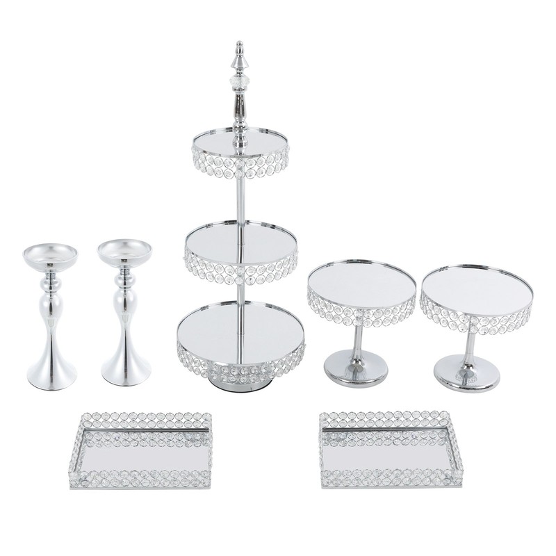 7 Pcs Dessert Table Display Set Stands And Smooth Trays Set For Wedding/birthday gallery