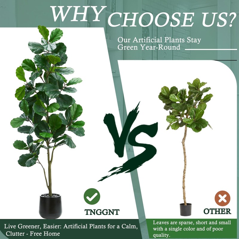 Tnggnt Artificial Fiddle Leaf Fig Tree6Ft Tall Faux Ficus Lyrata Plant Fake Fig gallery
