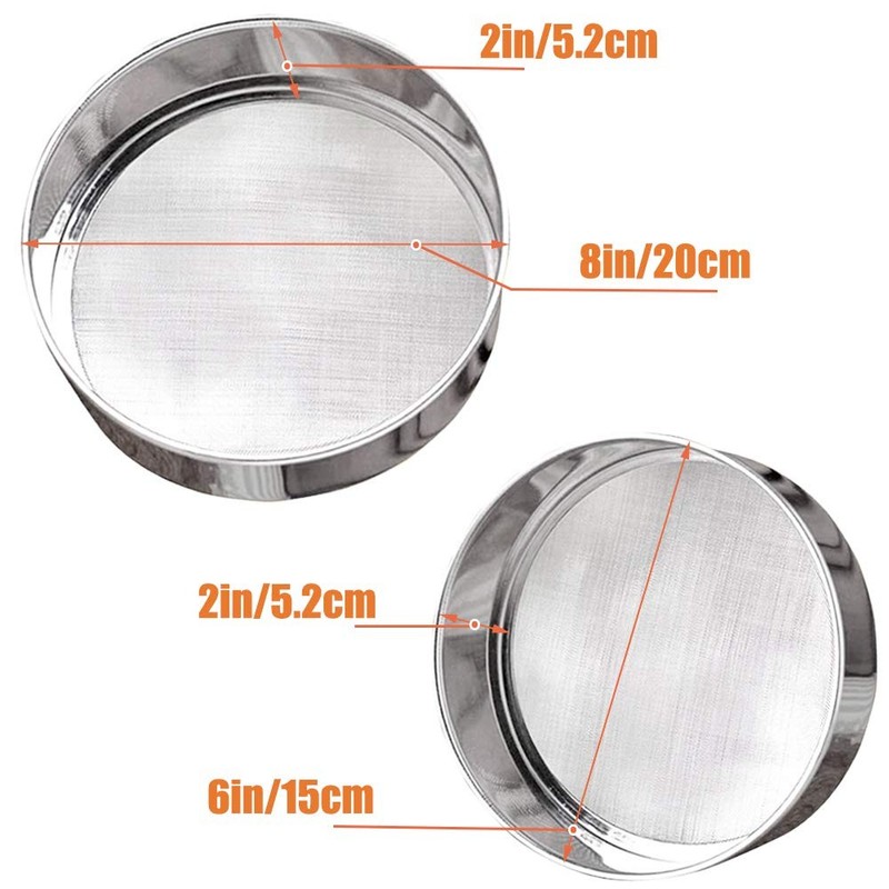 2 Pack Flour Sifter,Stainless Steel Fine Mesh Strainers Sieve,60 Silver gallery