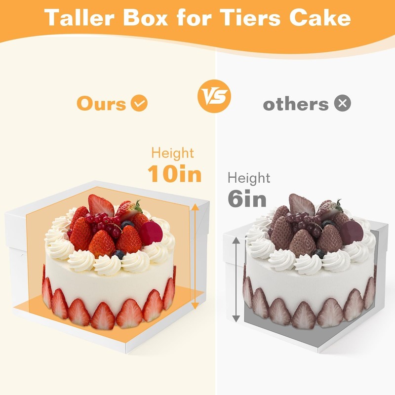 15Pcs 12x12x8 Inch Tall Cake Boxes with Clear Window & Cake Boards - Sturdy W... gallery