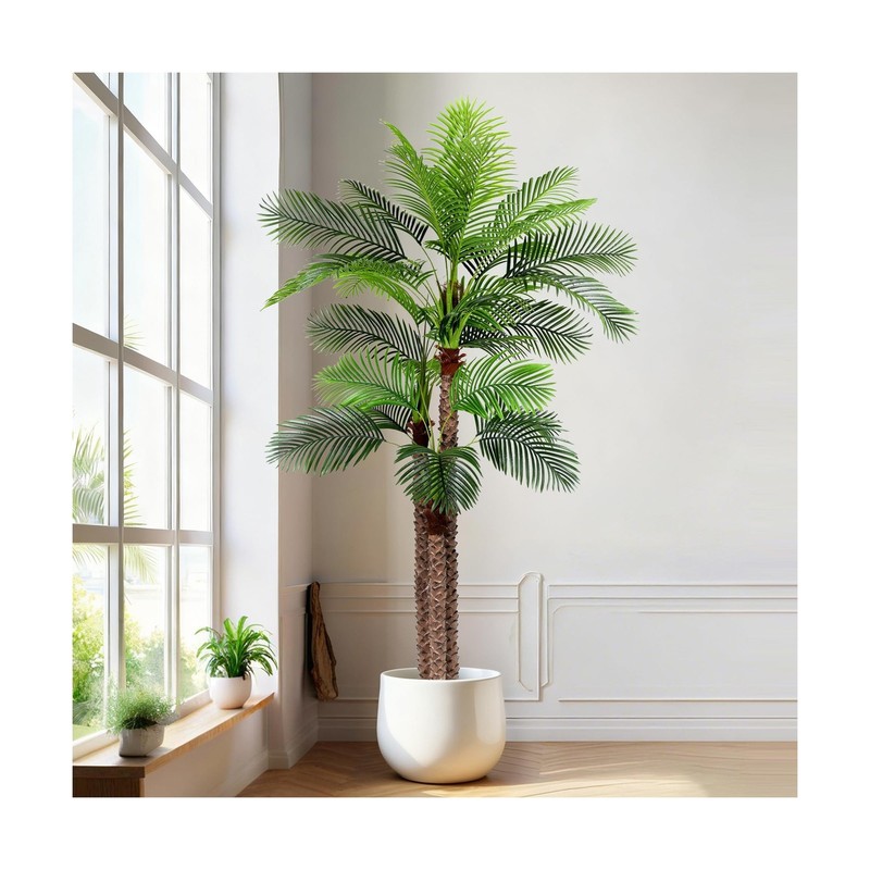 9ft Large Artificial Palm Tree for Outdoors Faux Triple Phoenix Palm with 31 ... gallery