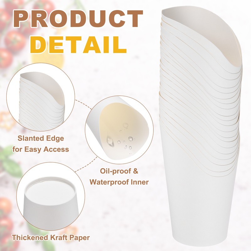 50Pcs French Fries Holder, 12oz Disposable Paper Charcuterie Cups, White gallery