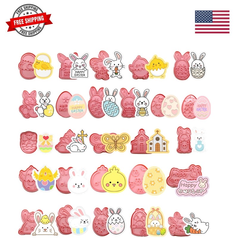 26pcs Easter Cookie Cutters Stamps Biscuit Baking Tools Embossing Cookie Molds …
