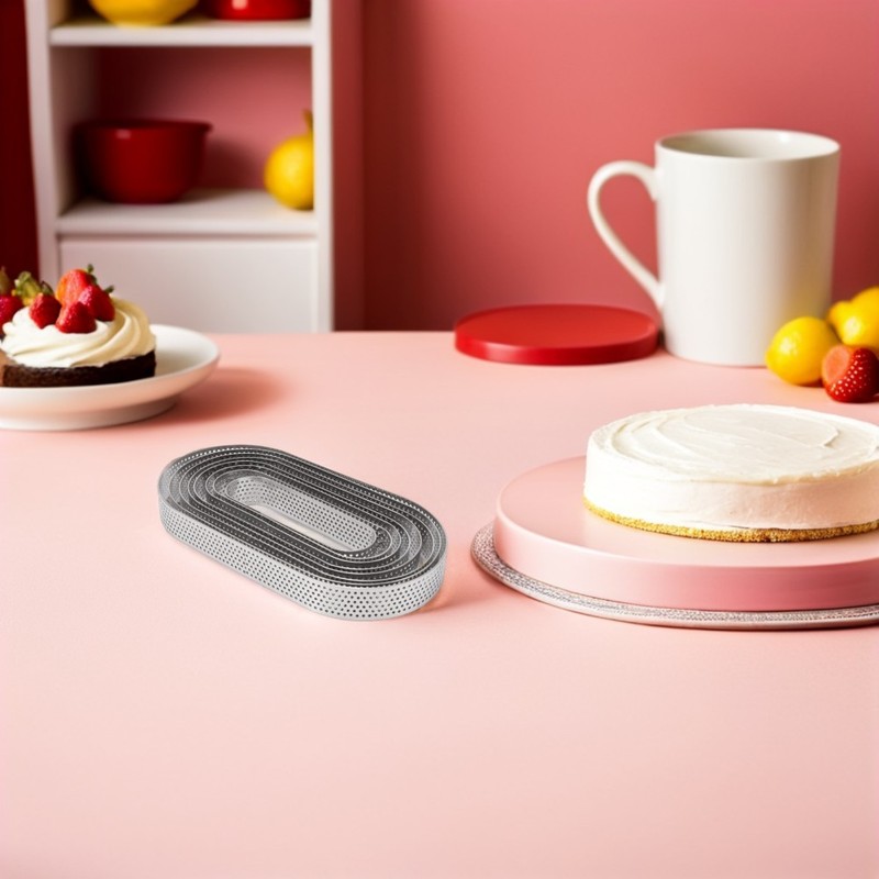 8 Pcs Pastry Rings for Baking Perforated Tart Mold Mousse Cake Metal gallery