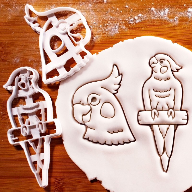 Set of 2 Cockatiel Cookie Cutters – pet Bird parrot weero weiro quarrion nature