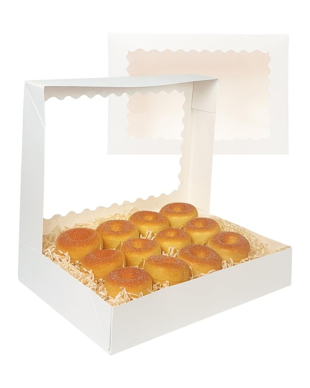 Auto-pop Up 14x10x2.5 Inch White Cookie Box with Window 15Pcs Pastry Macaron ... gallery