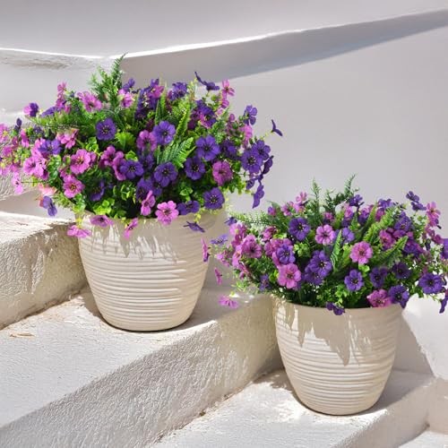 Artificial Flowers for Outdoors, 12 Bundles Light/Deep Purple and Fern gallery