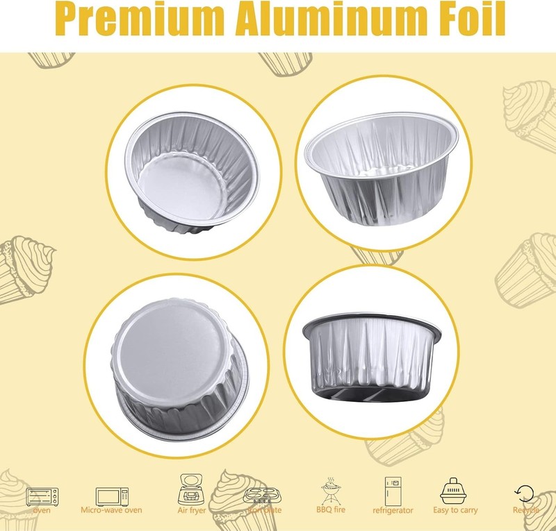 Recipientes Para Cupcakes De Aluminio Con Tapa 100 Piezas Aluminio Plateado NEW gallery