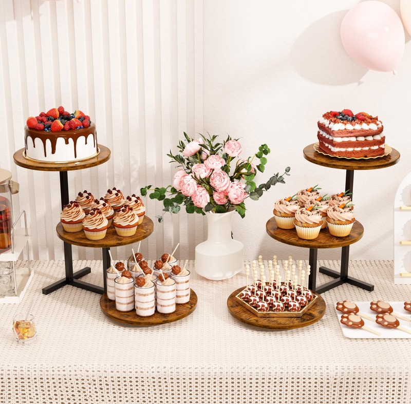 3 Tier Cupcake Tower Stand for 24 Cupcakes, Wooden Tiered Tray Stands, Displa... gallery
