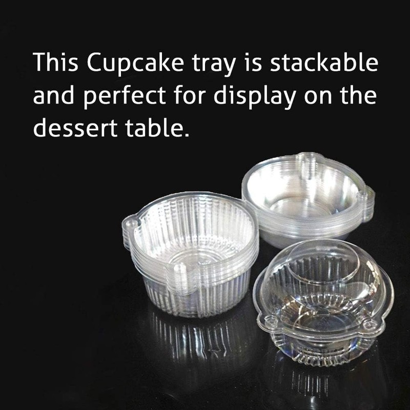 50 Count Classic White Disposable Cupcake Dome Holders for Muffin Displays gallery