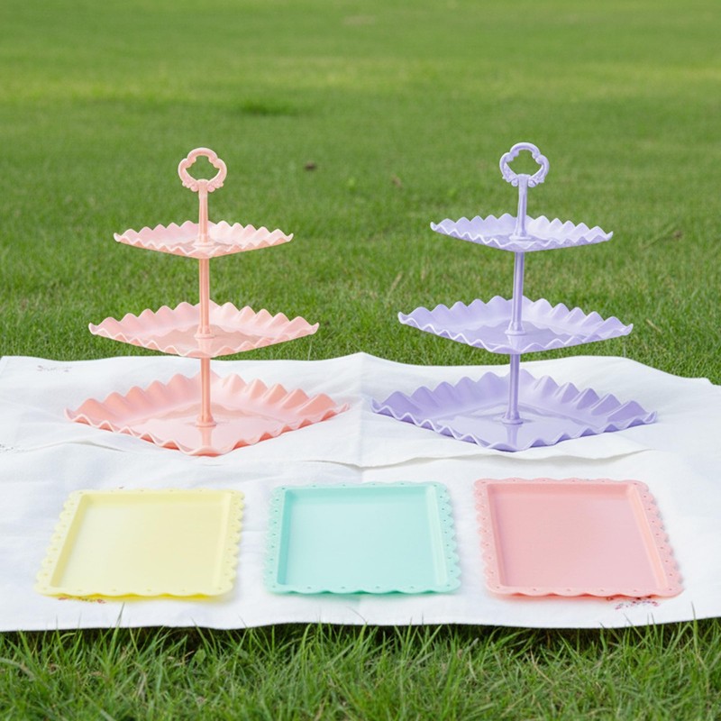 5 Piece Cake Stand Set with 2 x Large 3-Tier Cupcake Stands, 3 x Appetizer Tr... gallery