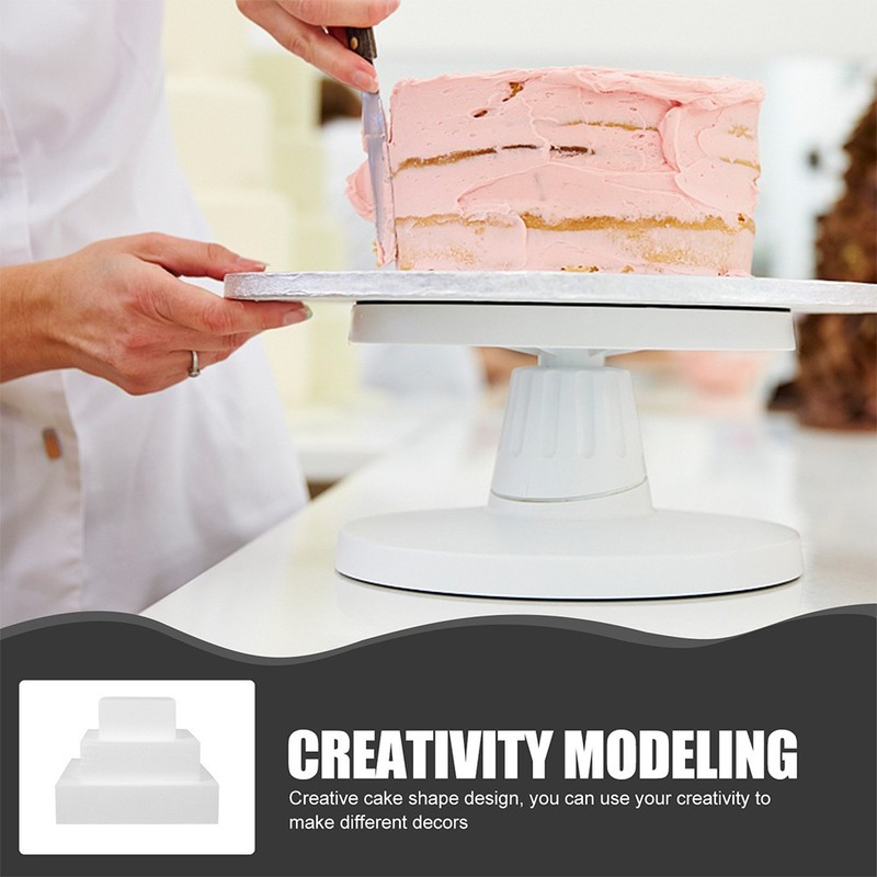 3 Pcs Cake Model Foam Blocks Square Cake Dummy Baking Tool Wedding gallery