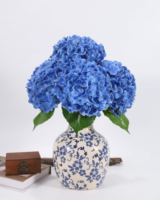 Duhouse 3Pcs Hydrangea Artificial Flowerslatex Real Touch Hydrangeas Long Stems gallery