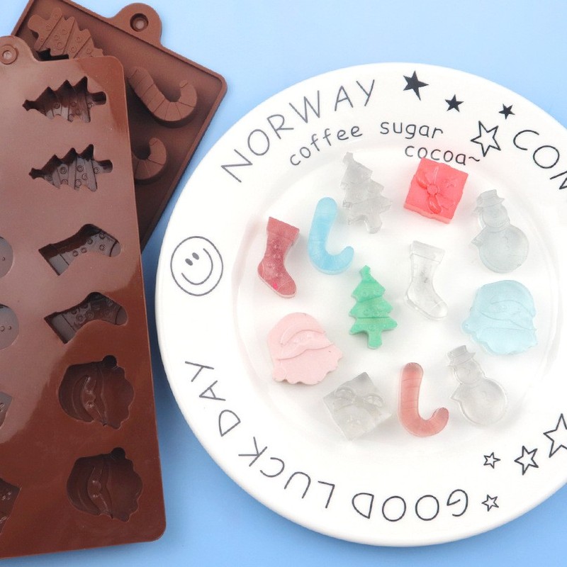 2pcs 12 in a row, 6 sets of Christmas series silicone chocolate molds