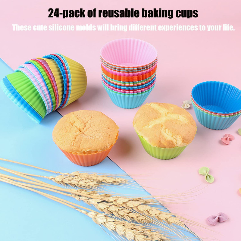 Moldes de silicona hornear cupcakes paquete de 24 reutilizables y antiadherentes gallery