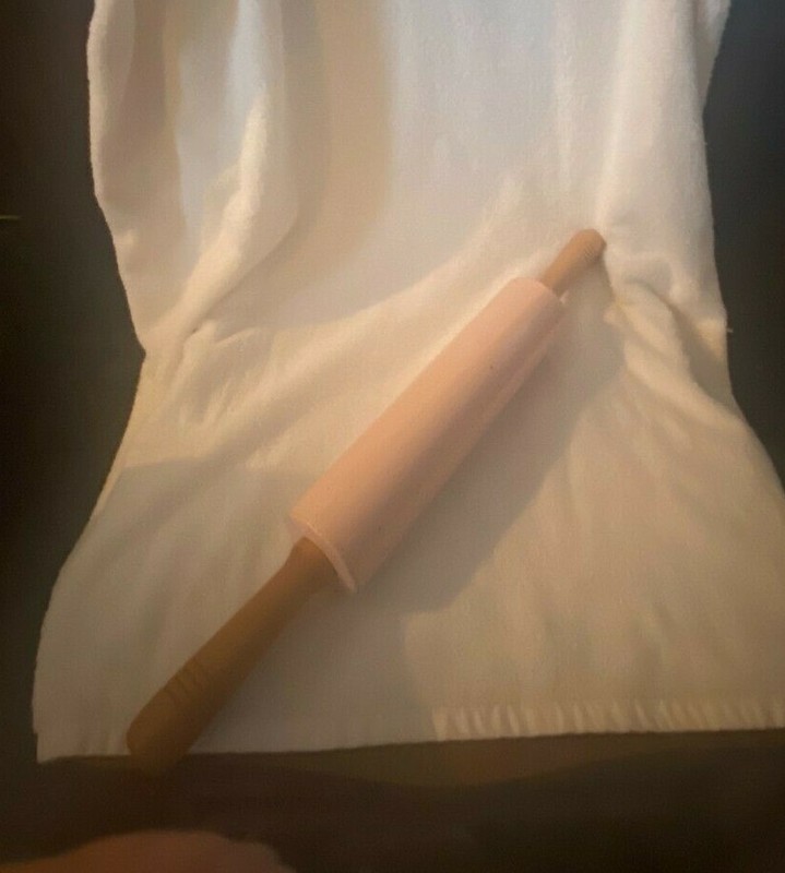 THE BAKESHOP MASTERCLASS PINK BLACK SPECKLED ROLLING PIN " LONG WOODEN HANDLES gallery