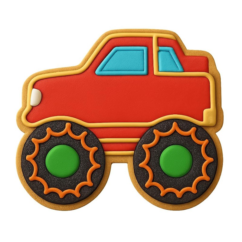 Jungle Explorer Monster Truck Cookie Cutter & Stamp, Fondant & Clay – 4×2.8