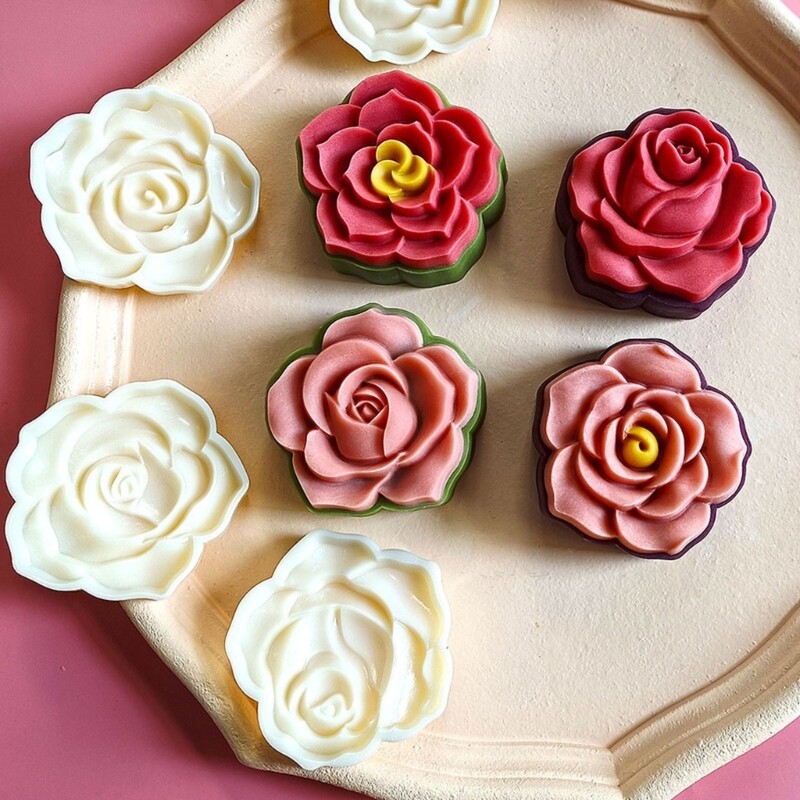Rose Flower Shape Moon Cake Mold MidAutumn Festival Mooncake Maker Cookie Stamps gallery
