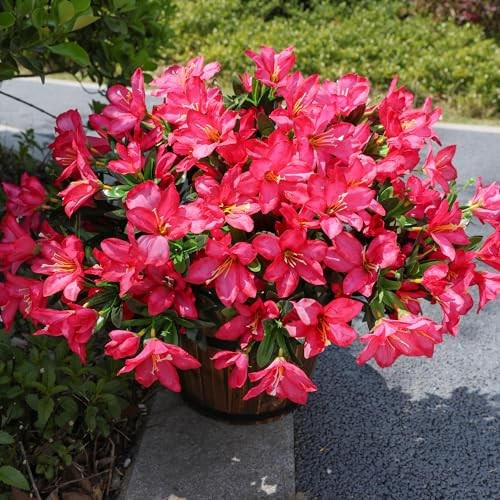 Artificial Flowers for Outdoors Outside Summer Decoration, 3 Bundles Hotpink gallery