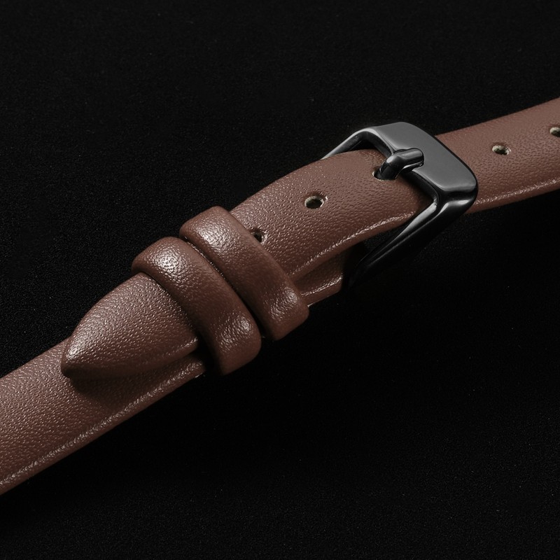14mm Leather Strap for Dark Brown/Black Flat Watch with Buckle gallery