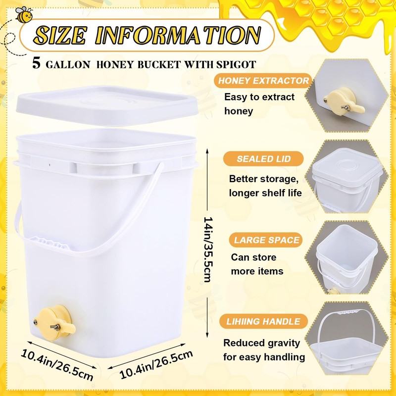 5 Gallon Honey Bucket with Spigot and Stainless Steel Filters Set Honey Extra... gallery