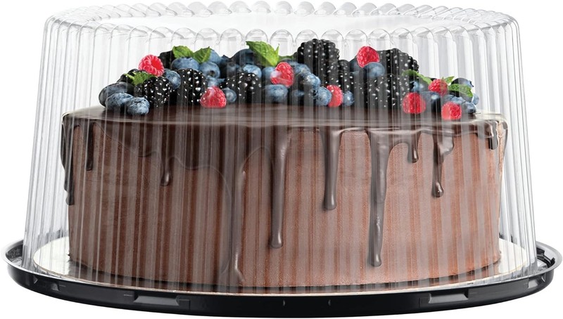 10-11" Plastic Disposable Cake Containers Carriers with Dome Lids and Cake Bo... gallery
