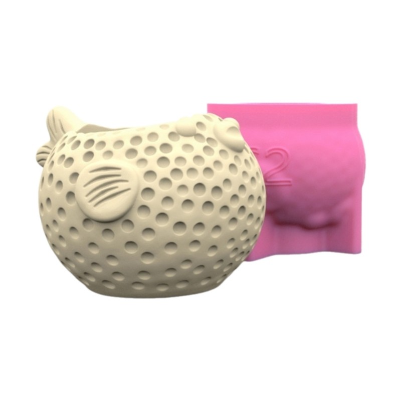 Pufferfish Shaped Concrete Moulds Vase Molds Silicone Material for Any Occasion gallery