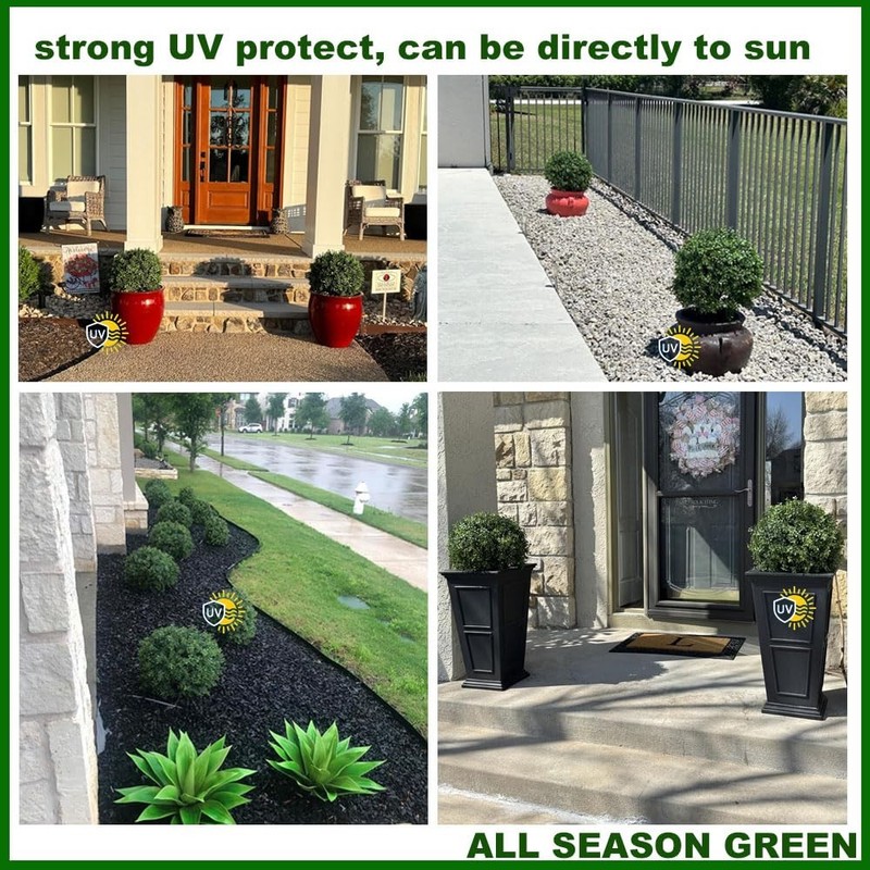 All Season Green 2T 18W Boxwood Ball Artificial Topiary Trees Potted Faux gallery