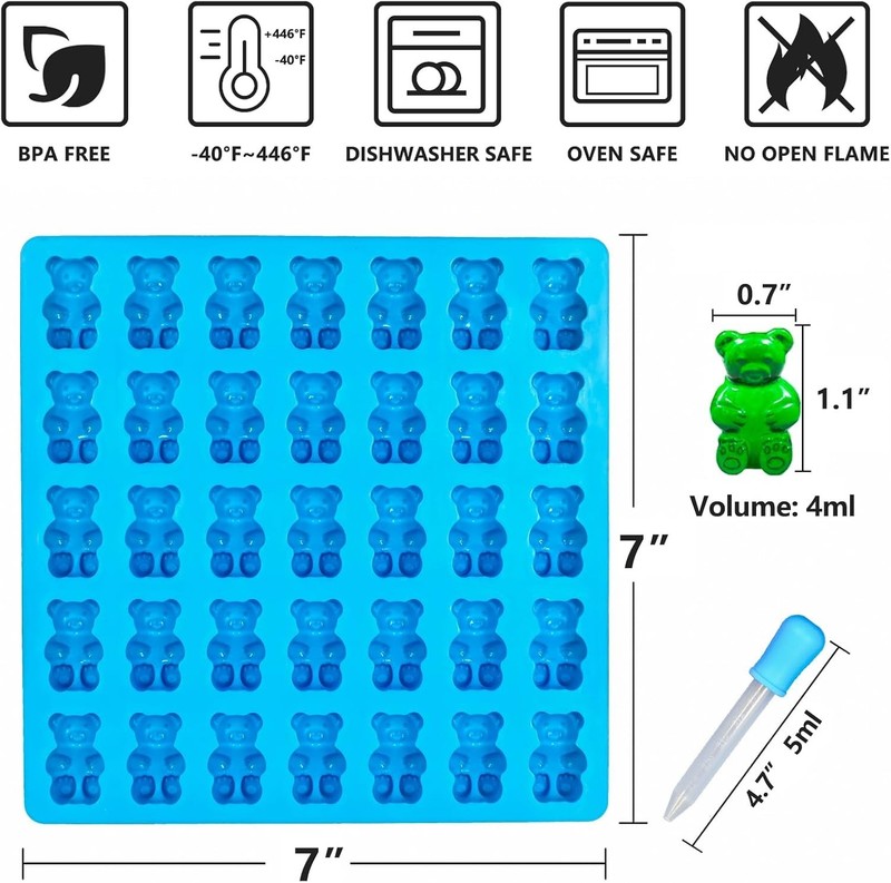 WARM TIME Large Gummy Bear Mold 4 ML, NonStick Silicone Ice Cube Moulds Candy... gallery