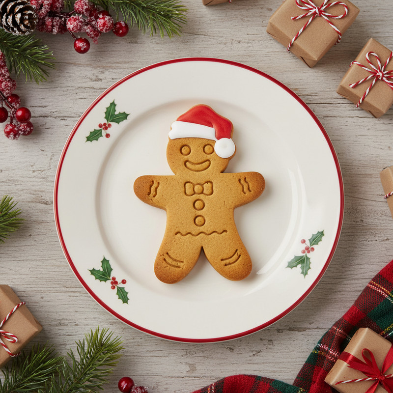 Christmas Gingerbread Man with Santa Hat Cookie Cutter - Xmas winter holidays gallery