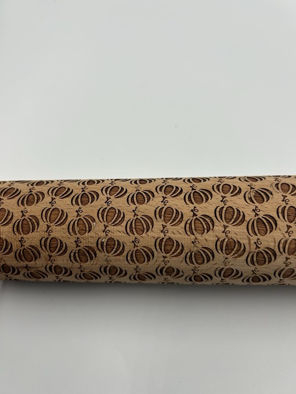 Laser Cut Embossed Fall Autumn Pumpkin Harvest Wooden Rolling Pin 17" gallery