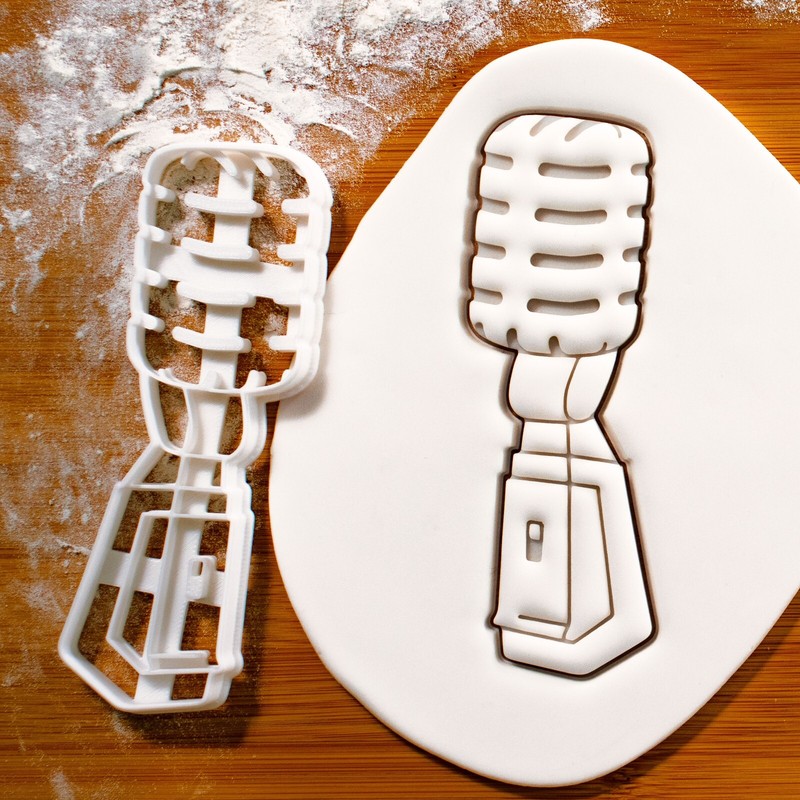 Retro Style Microphone Cookie Cutter – mic, music singer, radio broadcasting
