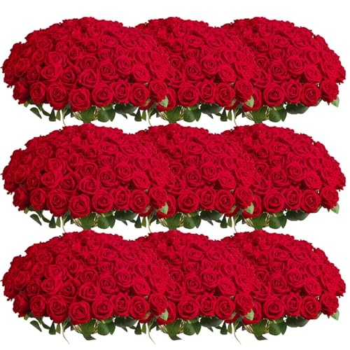 154pcs Roses Artificial Flowers - Realistic Faux Roses for Wedding Red gallery