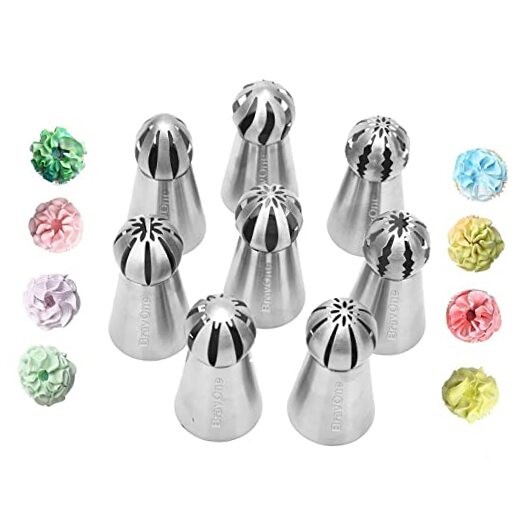 8 PCS Russian Piping Tips Set, BravOne Stainless Steel Russian Piping Ball gallery