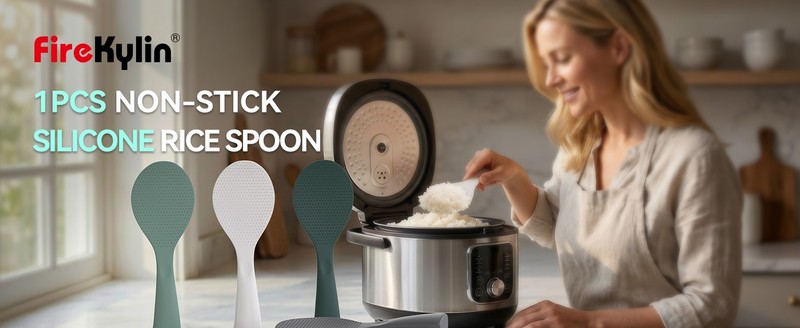 Silicone Standing Rice Spatula with Non-Sti Paddle, Heat gallery