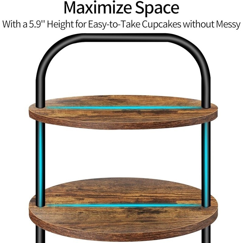 Rustic Tiered Dessert Stand Set Non-Stick Display Weddings Parties Events New gallery