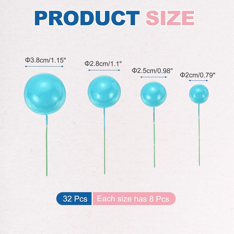 32Pcs Foam Balloons, Cupcake Insert Cake Toppers Cakes Decoration, Lake Blue gallery