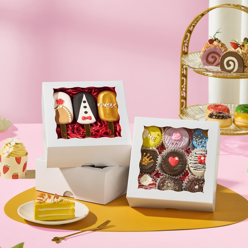 Clear Plastic Bakery Boxes 20 PCS 6x6x2.5 Inch for Chocolate Strawberries gallery