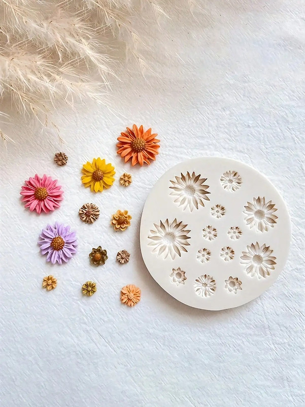 1 PC Daisy Silicone Mold Bouquet Polymer Clay Pattern Suitable for Soft Candy Cr gallery