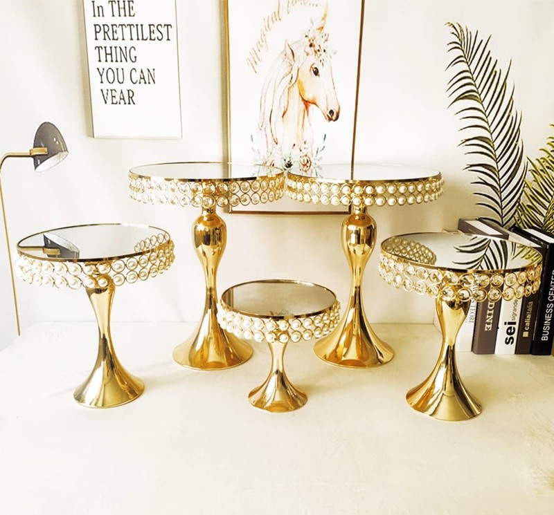 10 Inches 25cm Gold Round Mirror Cake Stand Cupcake Stands Metal Pedestal Hol... gallery