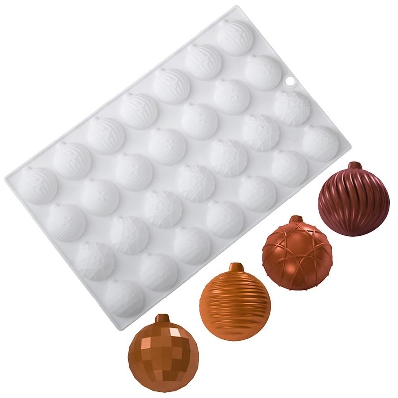 Silicone 28-cell Christmas Lantern Decorative Ball Design Chocolate Mold Candy gallery