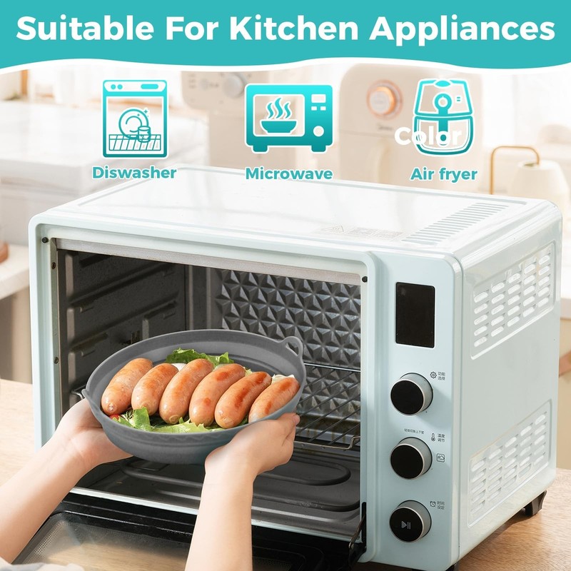 Square Silicone Air Fryer Liners - 8 Inch Reusable Air Fryer Pot，Easy to gallery