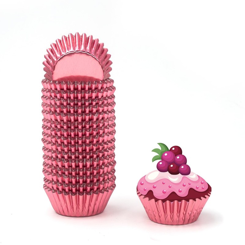 Mini Foil Paper Cupcake Liners 320 Pack Rose Gold Muffin Baking Cups Treats